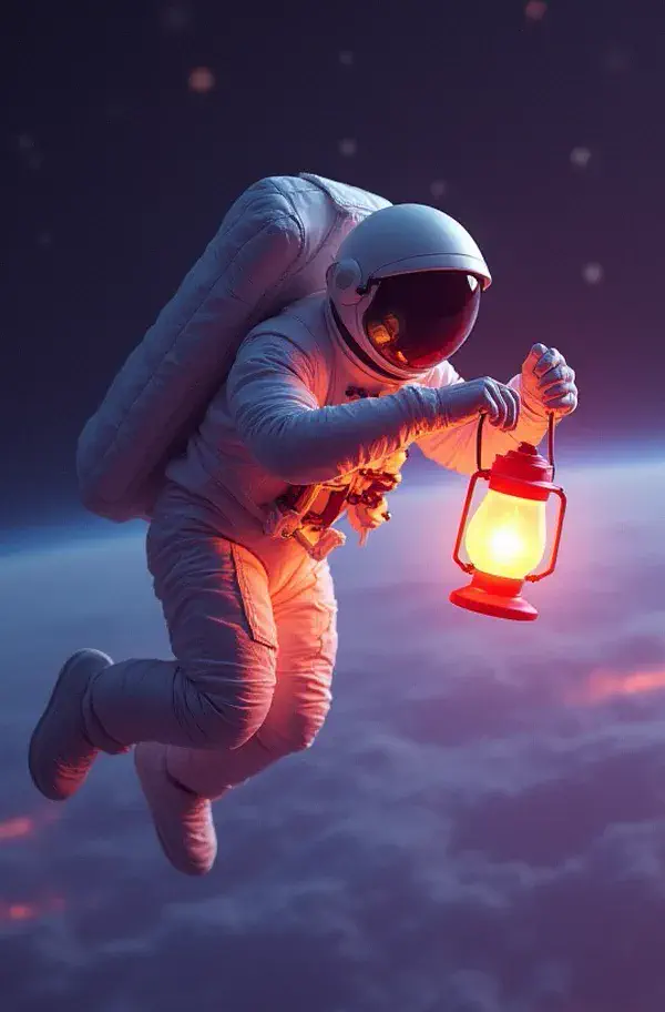 astronaut with  a lantern in space